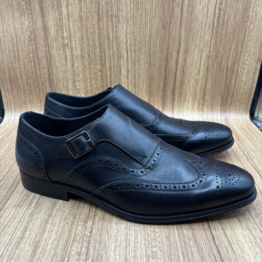 Florsheim Men’s Sabato Wingtip Monk Strap Dress Shoes Black Leather Size 13 M