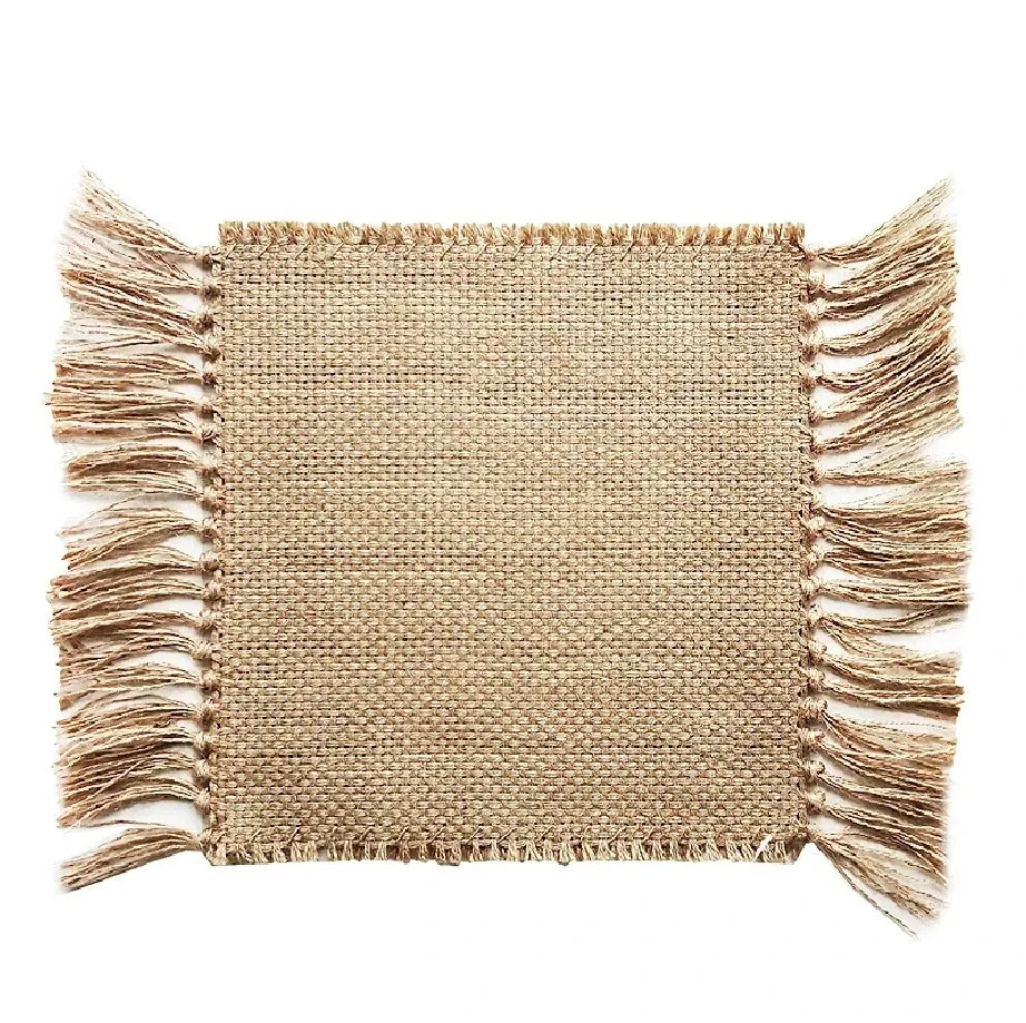Handmade Square Jute Rug Braided Indian Carpet for Home Office