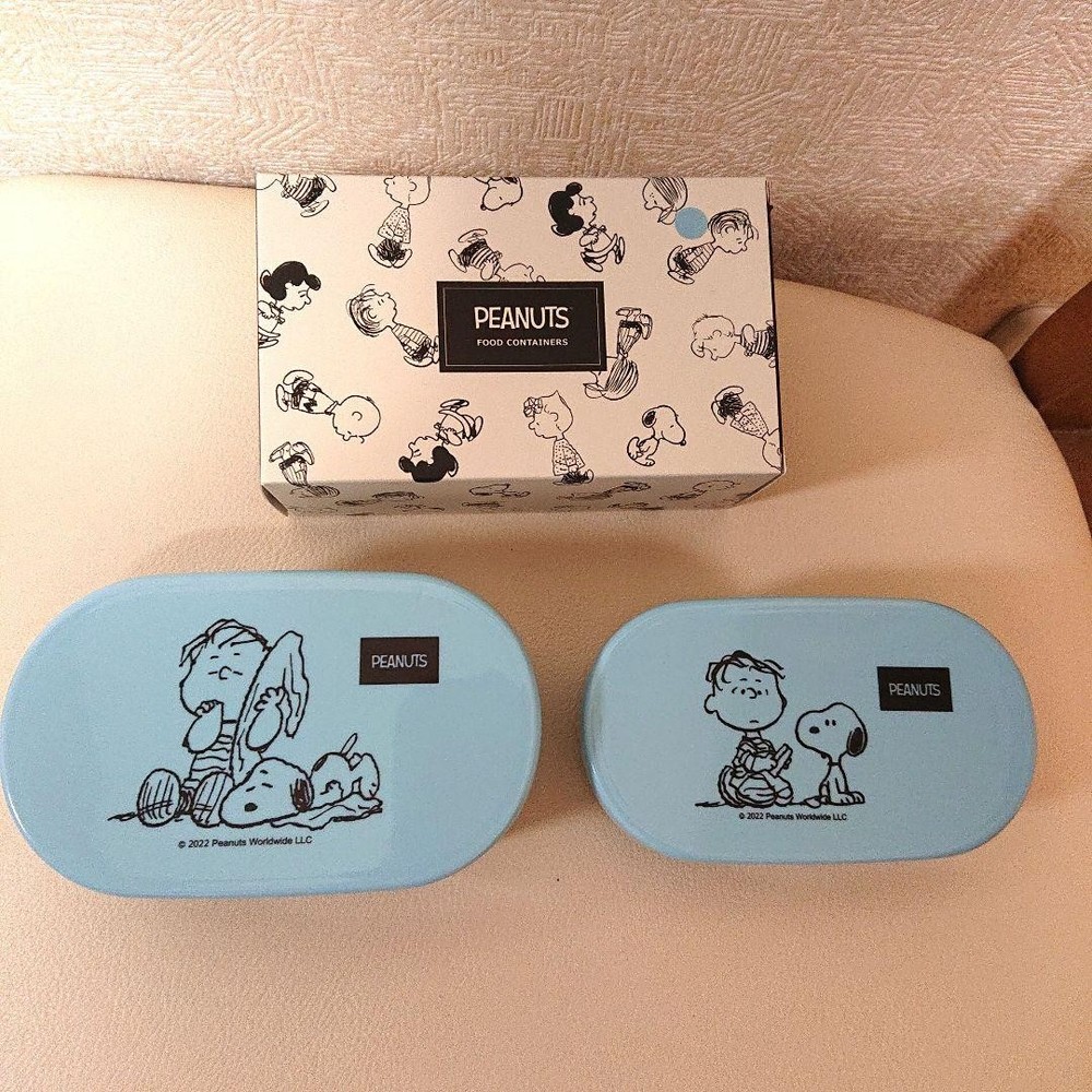 PEANUTS 2-Piece Food Container Set Lunch Box with Snoopy Design