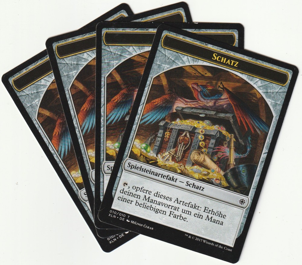 ✪ 4 MAGIC The Gathering TREASURE Tokens Artifact MTG PLAYSET XLN/EN 2017