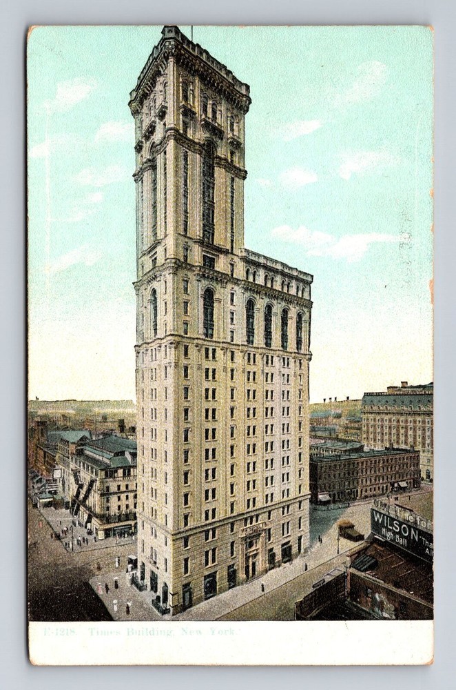 New York City NY, Aerial Times Building, Souvenir,  Vintage Postcard