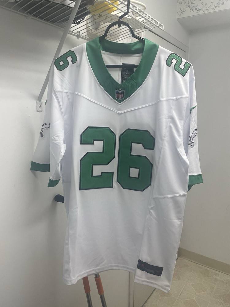 Philadelphia Eagles Saquon Barkley white and kelly green stitched jersey size XL