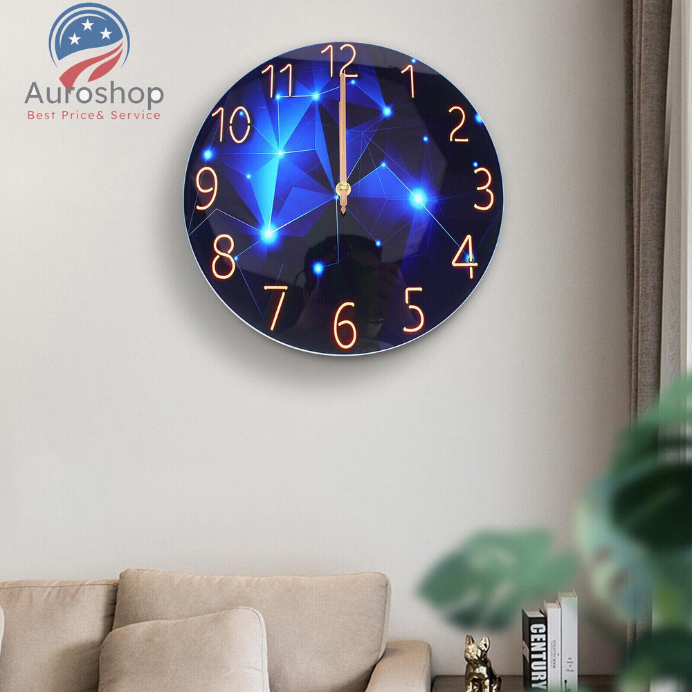Modern Blue Diamond Round Silent Wall Clock for Stylish Home Decor
