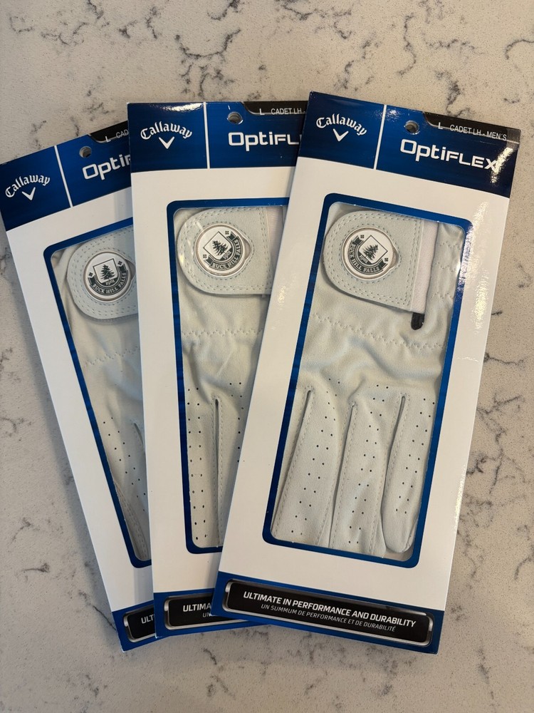 3 NEW CALLAWAY OPTIFLEX GOLF GLOVES - MEN'S CADET LARGE (WORN ON YOUR LH)