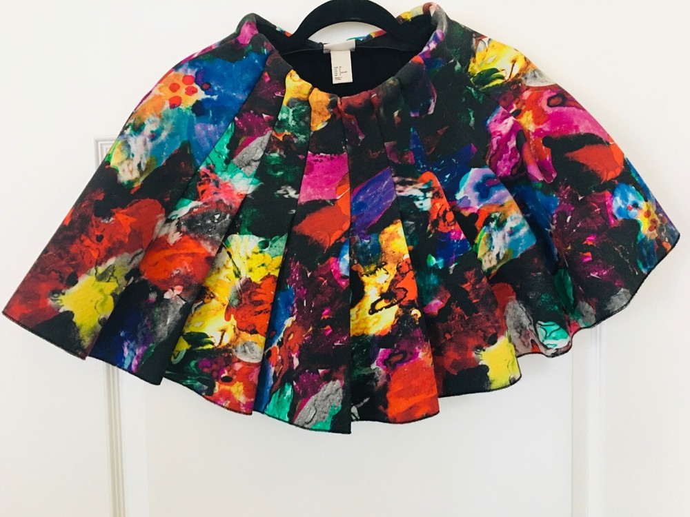 HM Floral Print Neoprene Pleated Skirt Size US 4