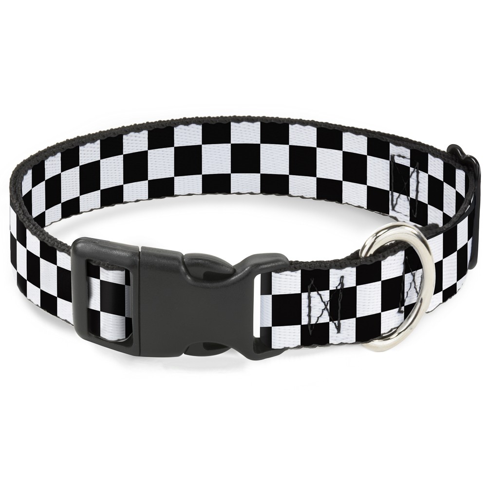 Plastic Clip Collar Checker Black/White NARROW-Medium 8.5-12