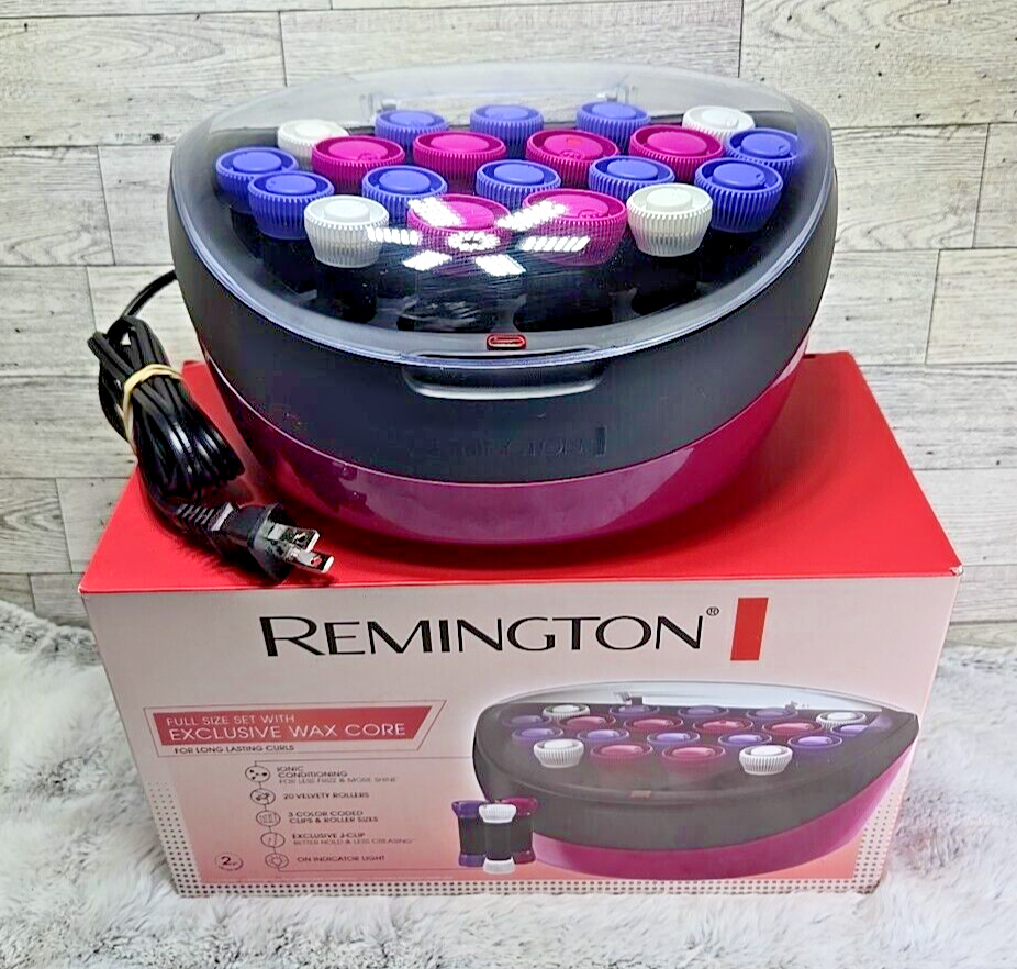 Remington Hot Rollers Exclusive Wax Core 20 Color Coded Curlers & Clips Nice!