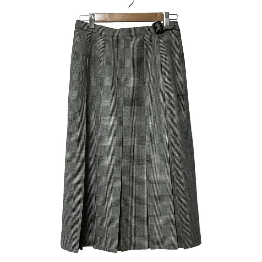 Burberry Long Plaid Skirt Black White A-Line Vintage Used Size Info