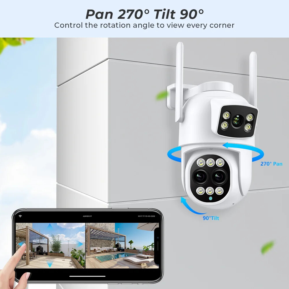 Wifi Camera Dual Screen 8X Digital Zoom Human Detection Security Protection