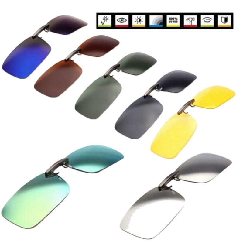 Polarized Clip On Driving Glasses Sunglasses Day Vision UV400 Lens Ni^a5