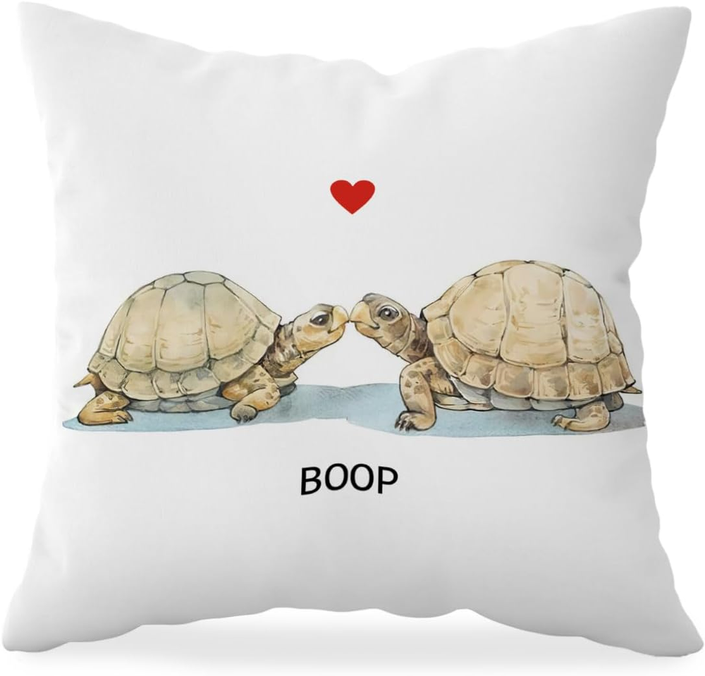 Boop Turtle Throw Pillow Cover 18x18 Valentine Couple Gift
