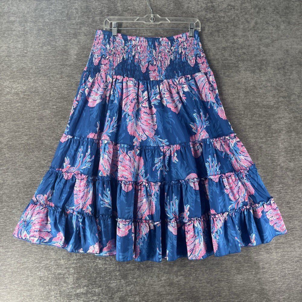 Lilly Pulitzer Deavan Midi Skirt Women’s Size Large Multi For The Fans #011146