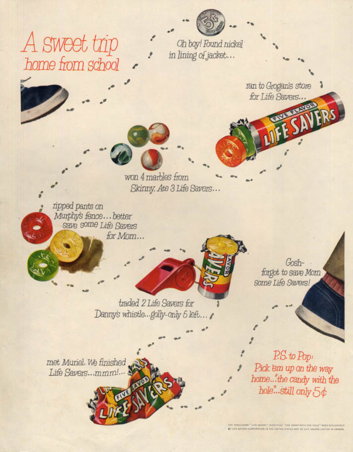 A Sweet trip home from school Life-Savers Candy ad 1951