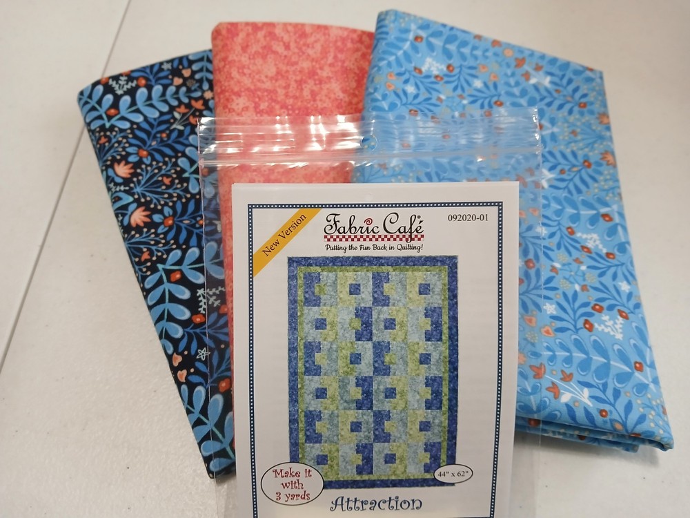 Bundle 3 yard, Fabric Cafe pattern, Quilt Kit, Coordinated focus, lgt,drk