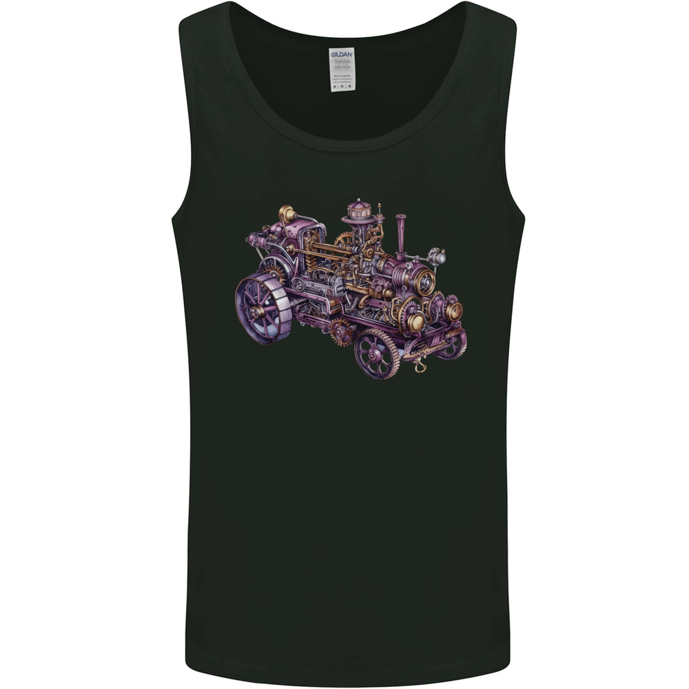 Steampunk Mens Vintage Steam Engine Graphic Vest Tank Top  