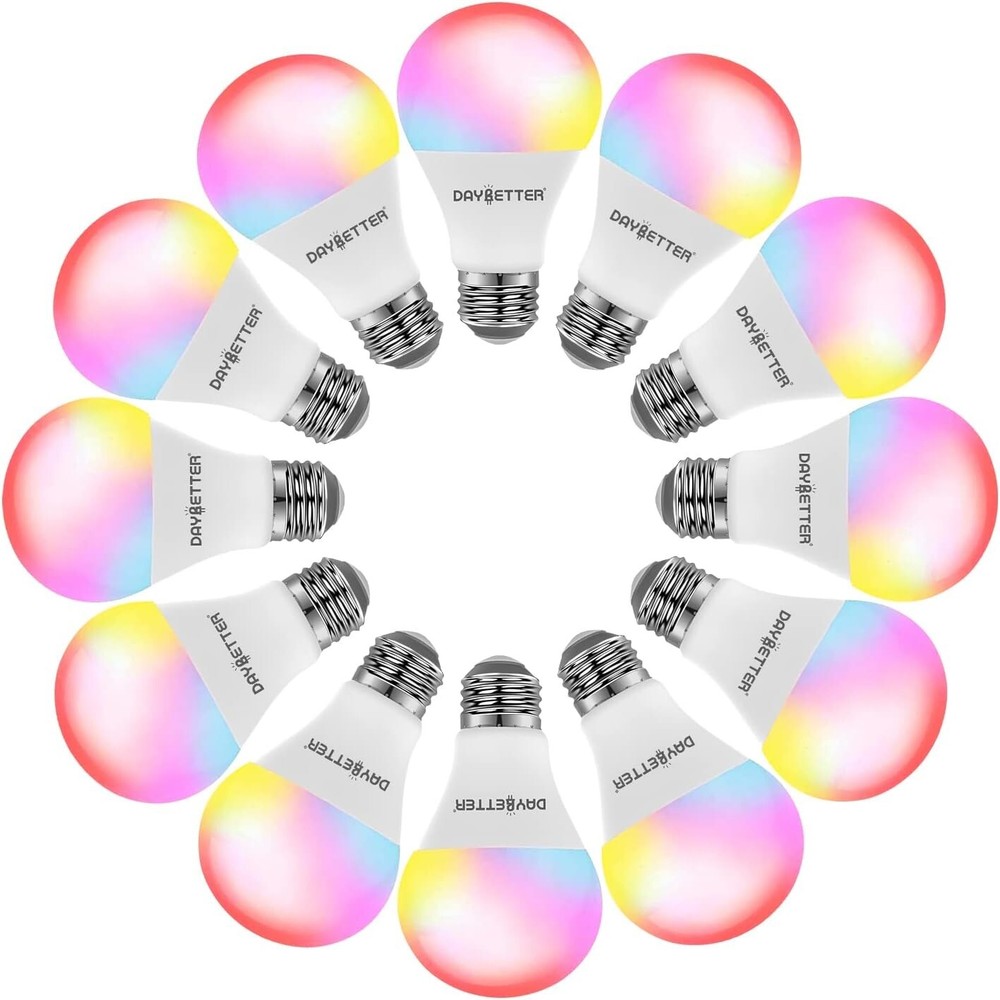 12-Pack Tuya Smart LED Bulbs, RGB Color Changing, Works with Alexa & Google Home