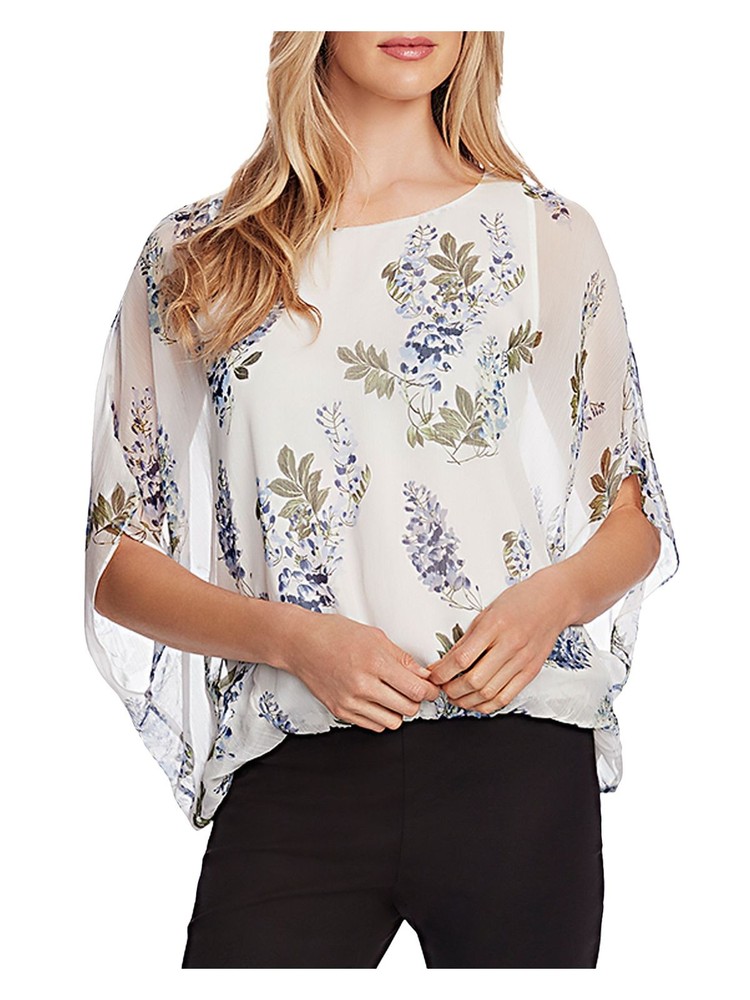 VINCE CAMUTO Womens White Batwing Sleeve Lined Work Blouse