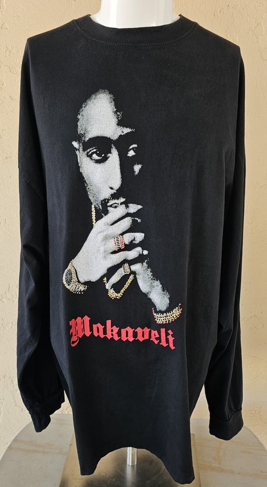 VINTAGE ORIGINAL 90s Y2K Tupac 2Pac Shakur MAKAVELI GRAIL L/S Rap T-Shirt XXL