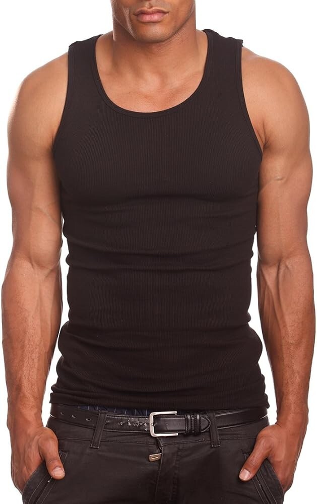 Andrew Scott Mens A-Shirts 3 Pack Undershirt 5XL Black Big And Tall Cotton