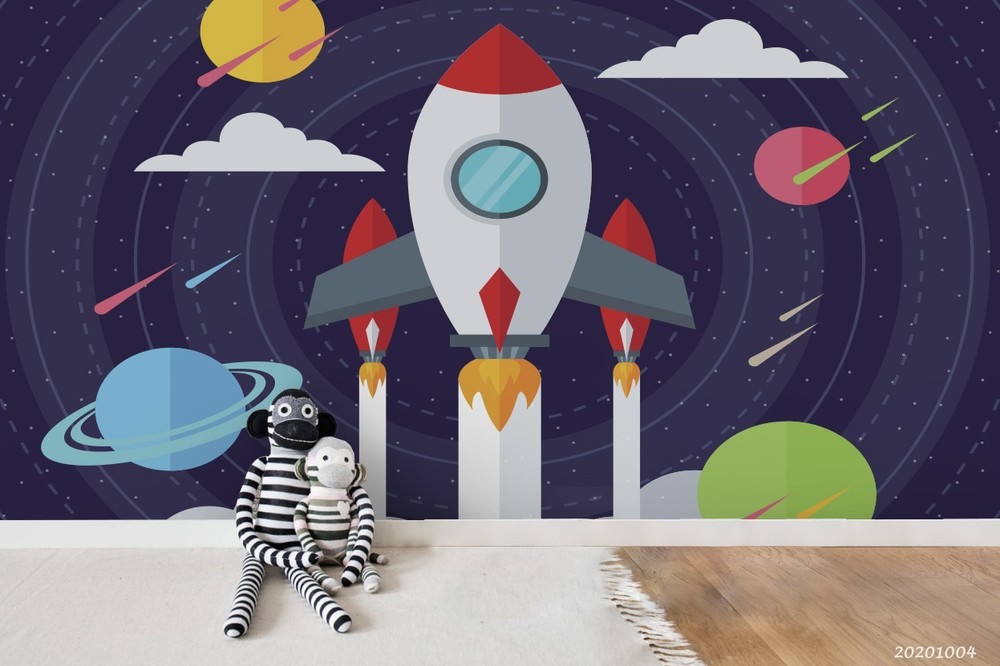 3D Space Rocket Planet Illustration Wall Murals Wallpaper Murals Wall Sticker 24