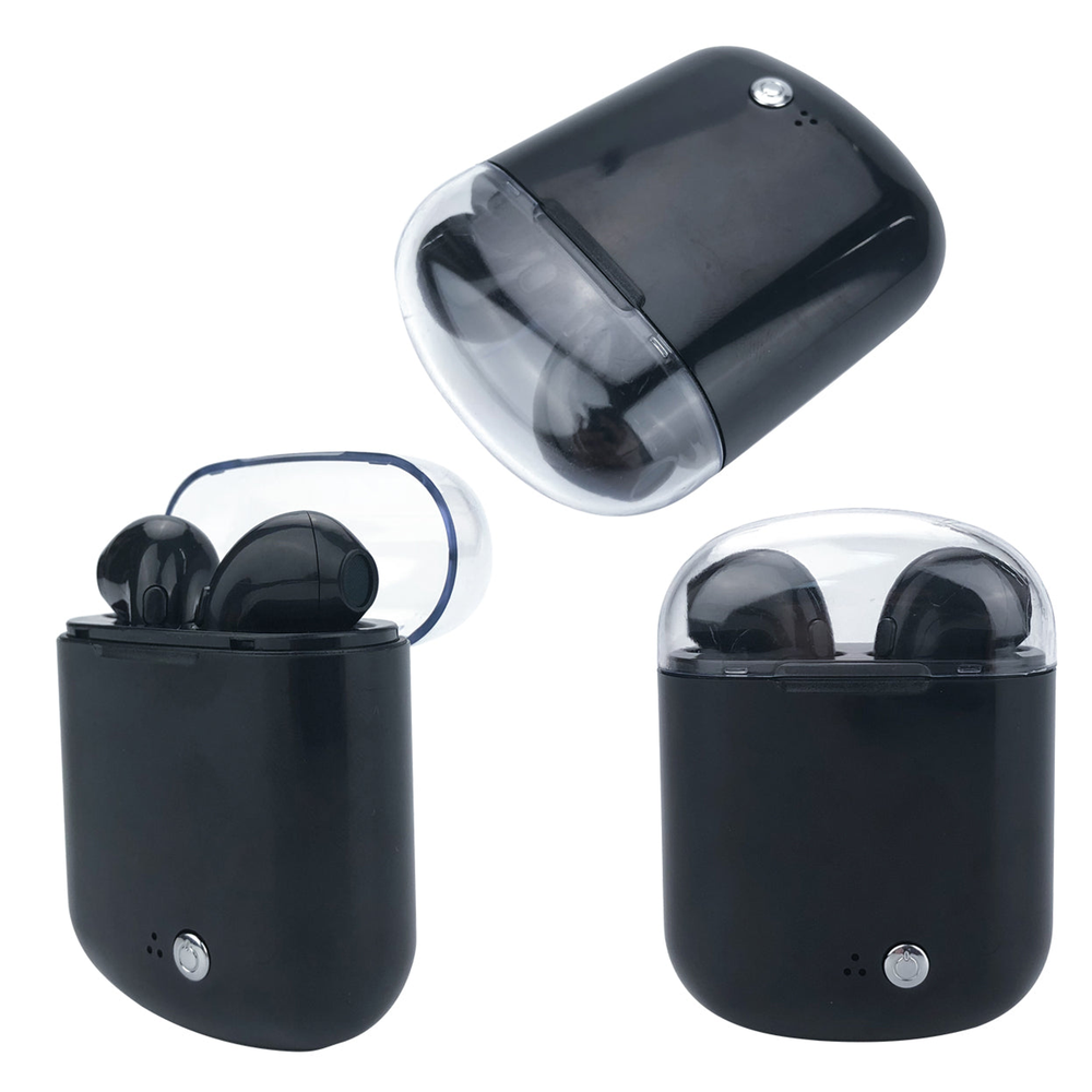 Clear Top Dual Chamber Wireless Bluetooth Earphones With Charging Box