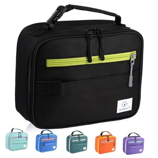 Insulated Kids Lunch Box for Boys Girls Soft Black Back to School