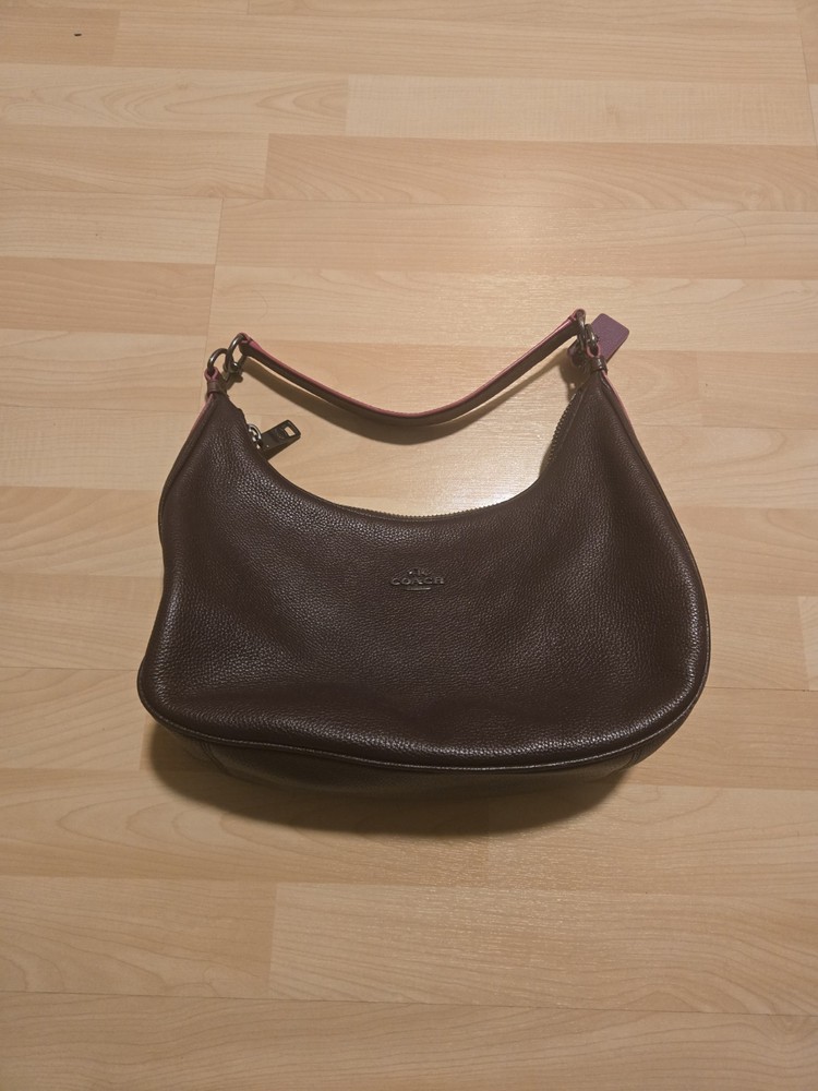 COACH Exotic Oxblood Trim EAST/WEST Harley Hobo F20917 QB Leather Purse Bag