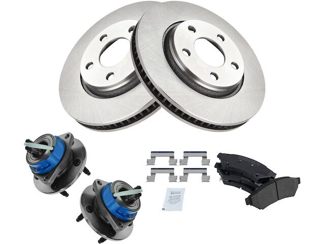TRQ Front Brake Pad Rotor and Wheel Hub Kit for 2005 Buick Terraza 91PHNX  