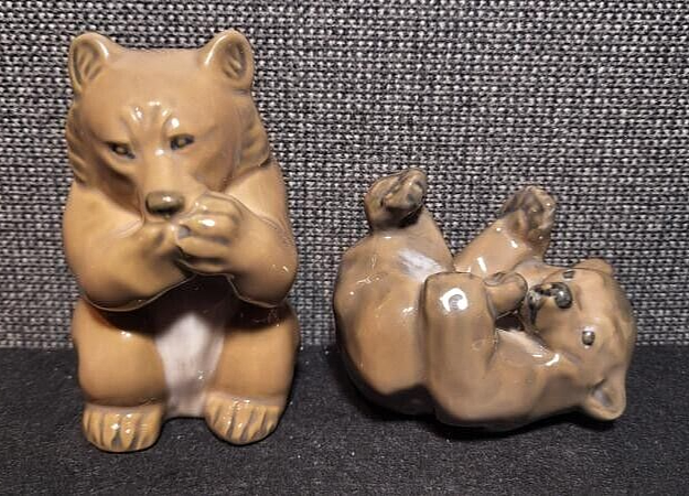 Lot of 2 Vintage Royal Copenhagen Bear Figurines #3014 & #1124