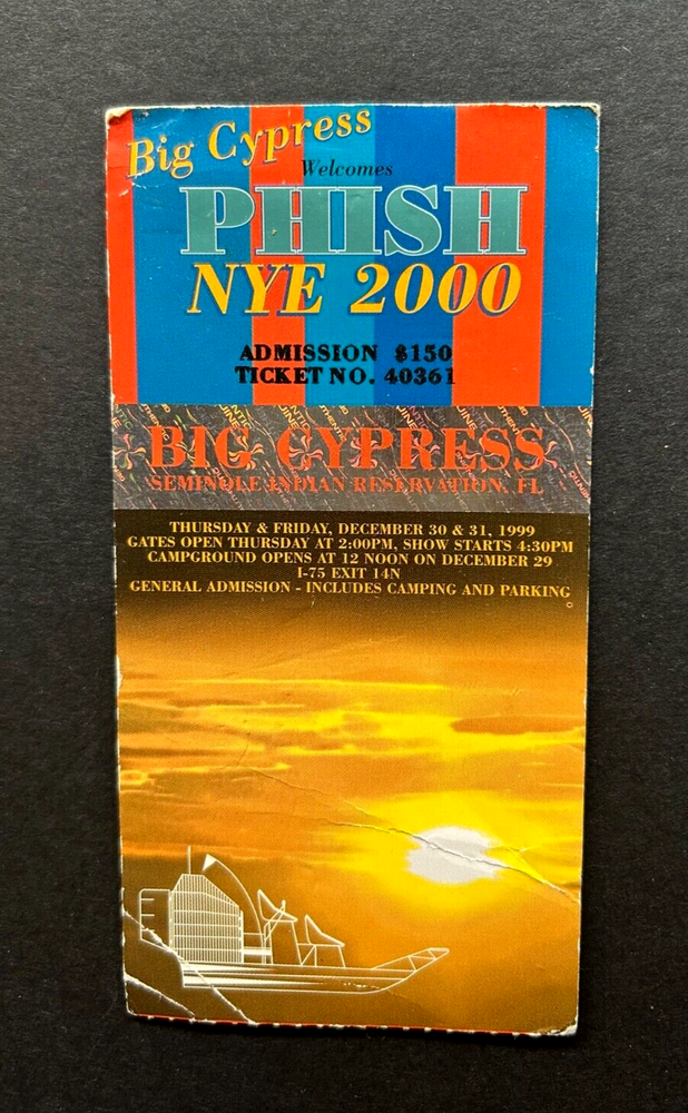 2000 PHISH NEW YEARS EVE HOLOGRAM Concert Ticket Stub BIG CYPRESS FLORIDA FL-image