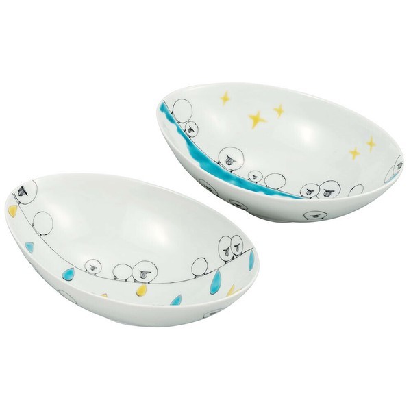 Kutani Ware 6.5-inch Pair Bowls – Sheep Design – Made in Japan Okada Kinuyo