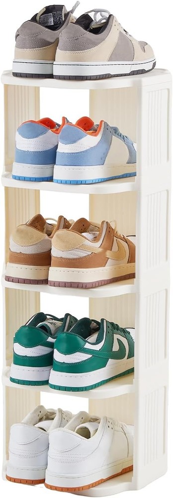 5-Tier Vertical Plastic Shoe Rack for Small Spaces Free Shipping