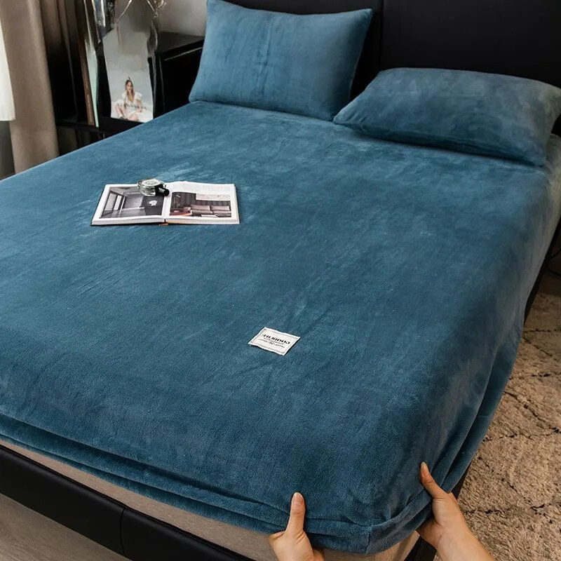 Luxury Soft Plush Fitted Sheet Elastic Fluffy Coral Mattress Cover