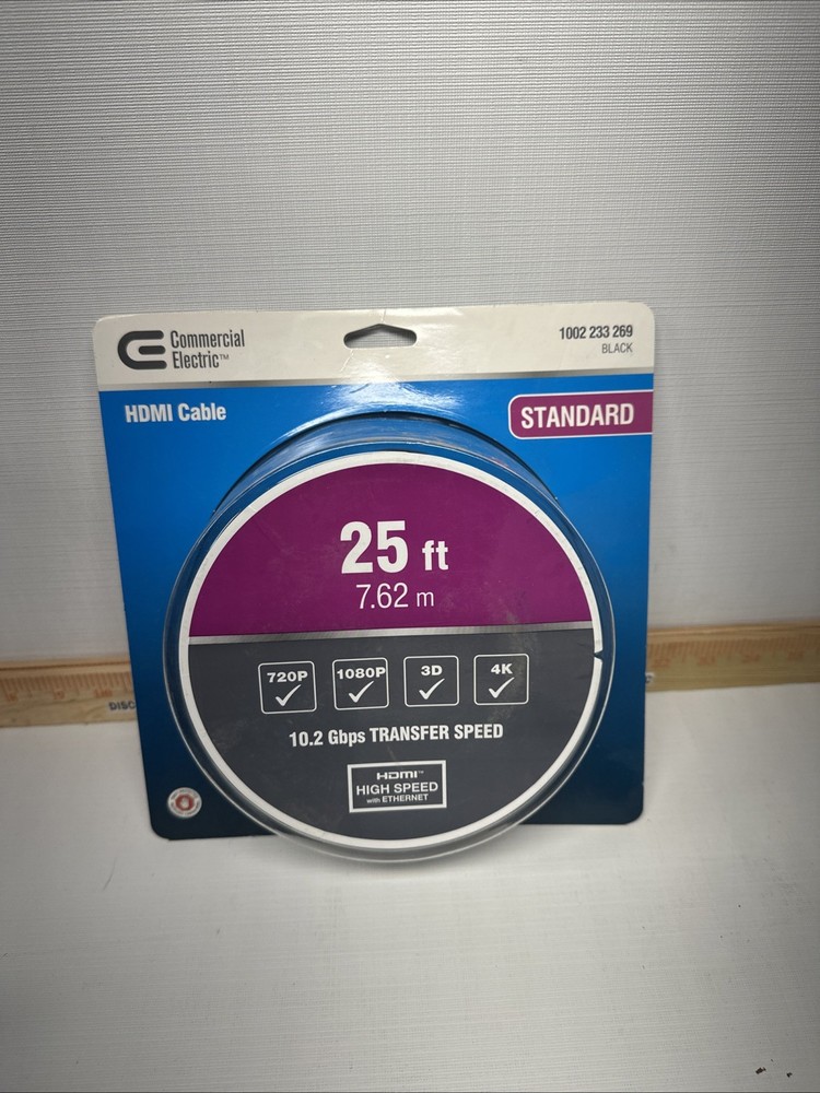 Commercial Electric 25ft HDMI Cable for High-Speed Connectivity B44