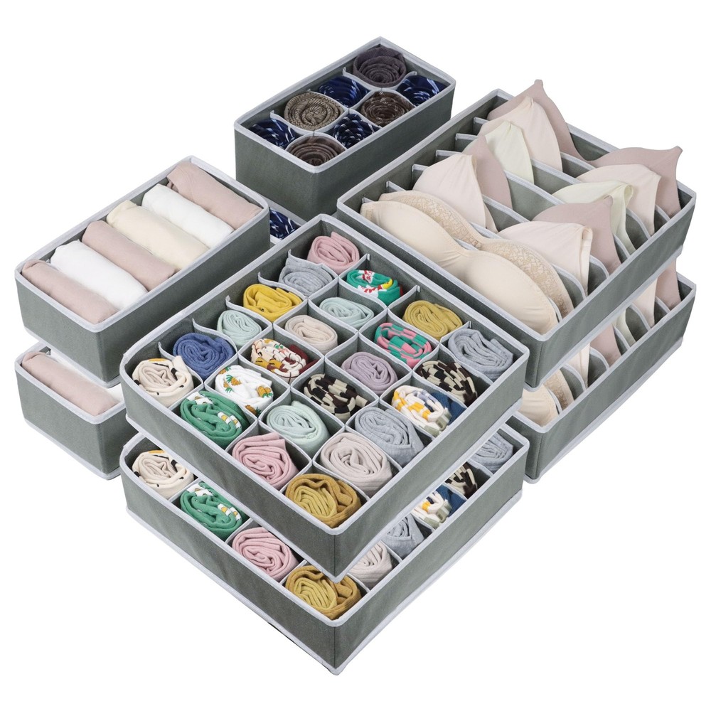8 Pack Dresser Drawer Organizer Clothes, Foldable Underwear Drawer Organizer ...