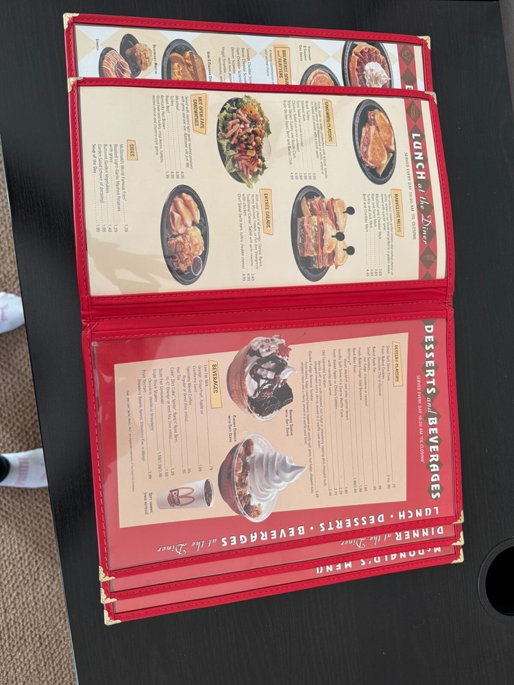 Rare Vintage Mcdonalds Diner Concept Menu Restaurant