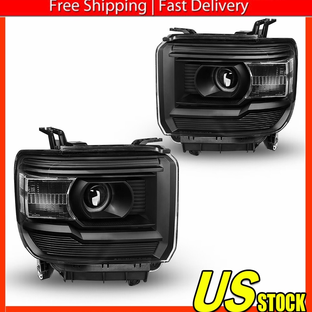 Para Proyector GMC Sierra 14-18 Carcasa Negra Faro Esquina Transparente Señal Lámparas