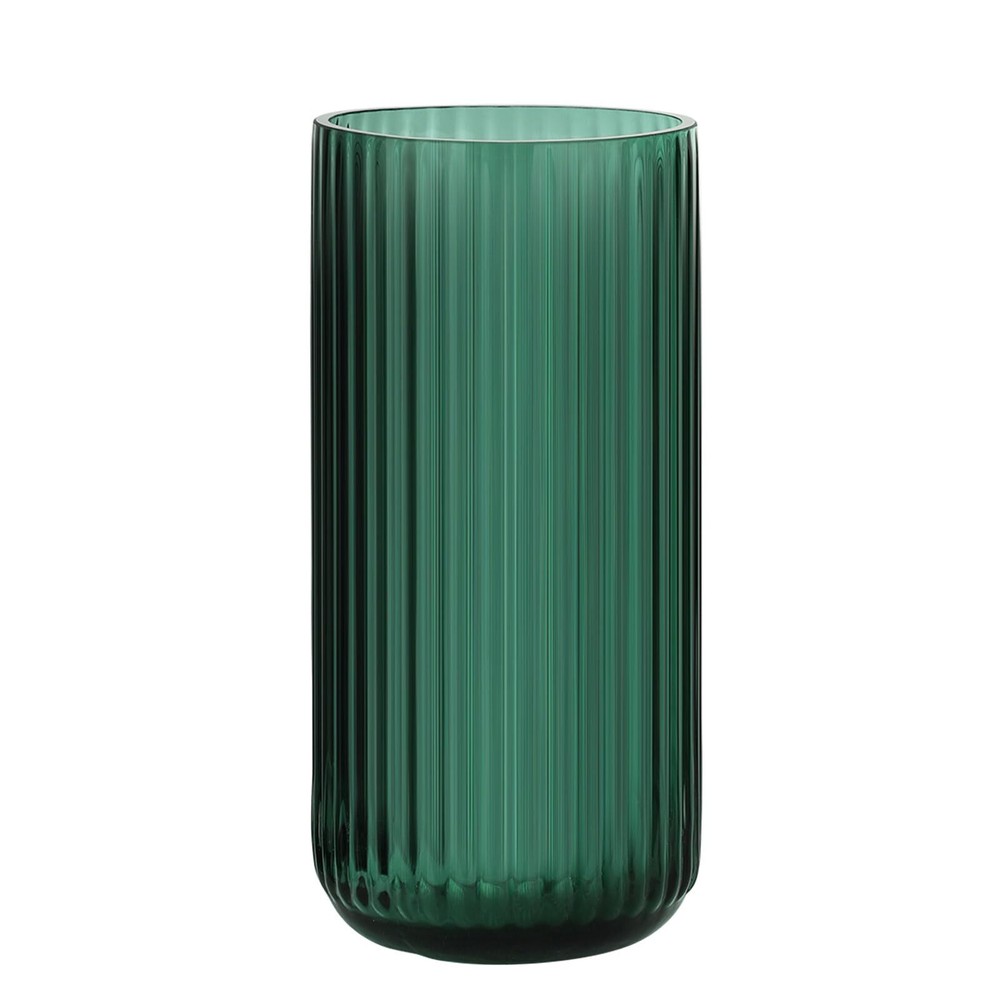 Cylindrical Green Glass Vase, Vintage Flower Vase, Hand Blown Glass Vase, Dec...