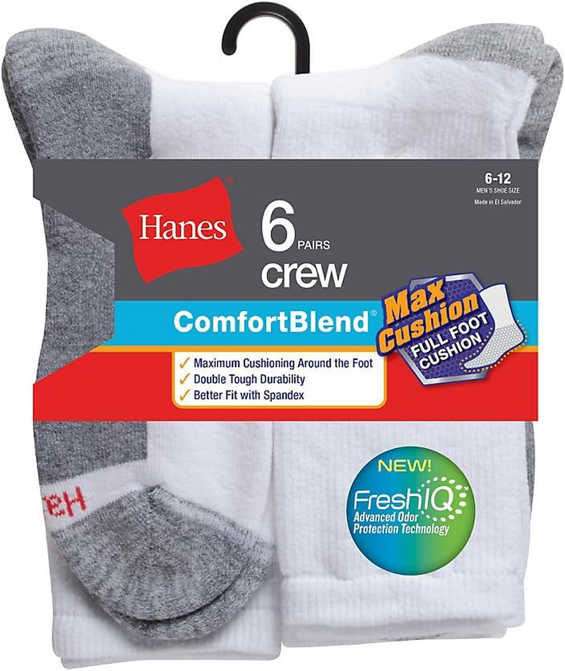 Men's Ultra-Comfort Max Cushion Crew Socks 6-Pack  