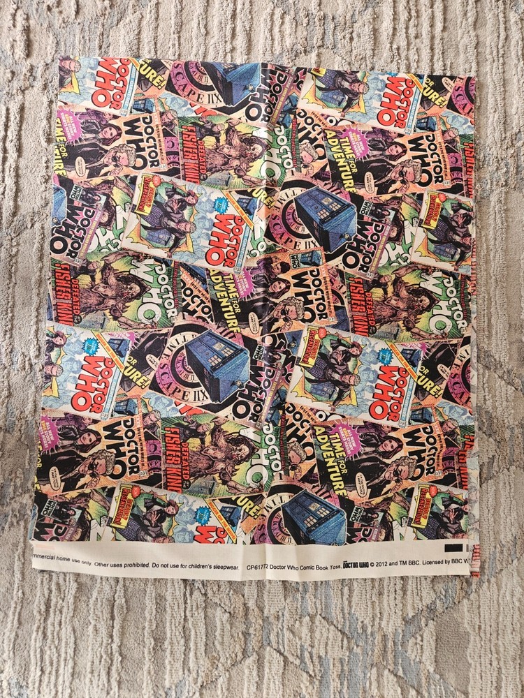 Vintage Cotton Doctor Who Fabric 1/2 yard