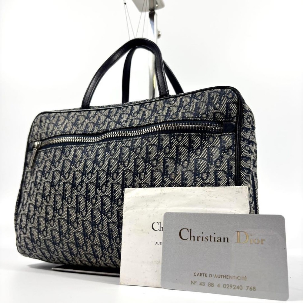 Dior Trotter Canvas Handbag Black All-Over Pattern Rare Collectible