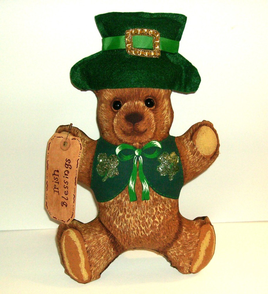 Saint Patrick handmade cloth BEAR Doll- door wall shelf decor-hang, prop--13