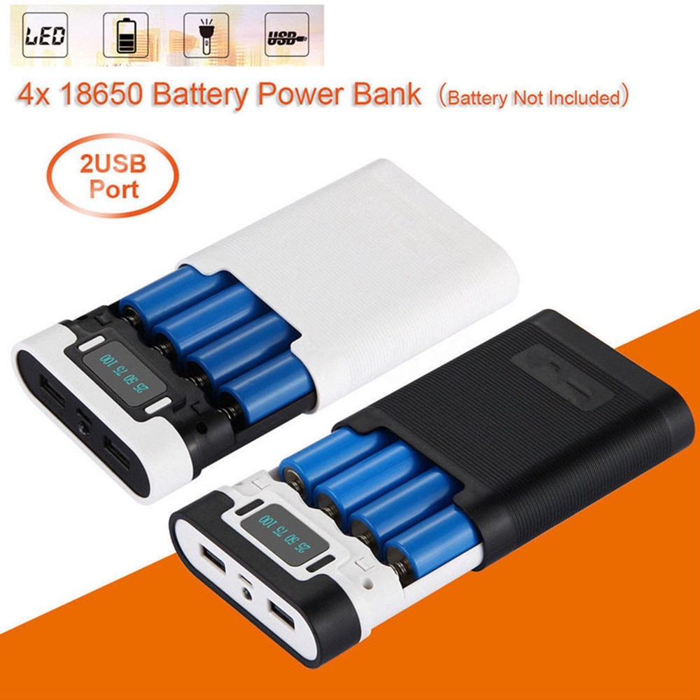 Dual USB 5V/2.5A 2000-12000mAh DIY 18650 Battery Power Bank Case