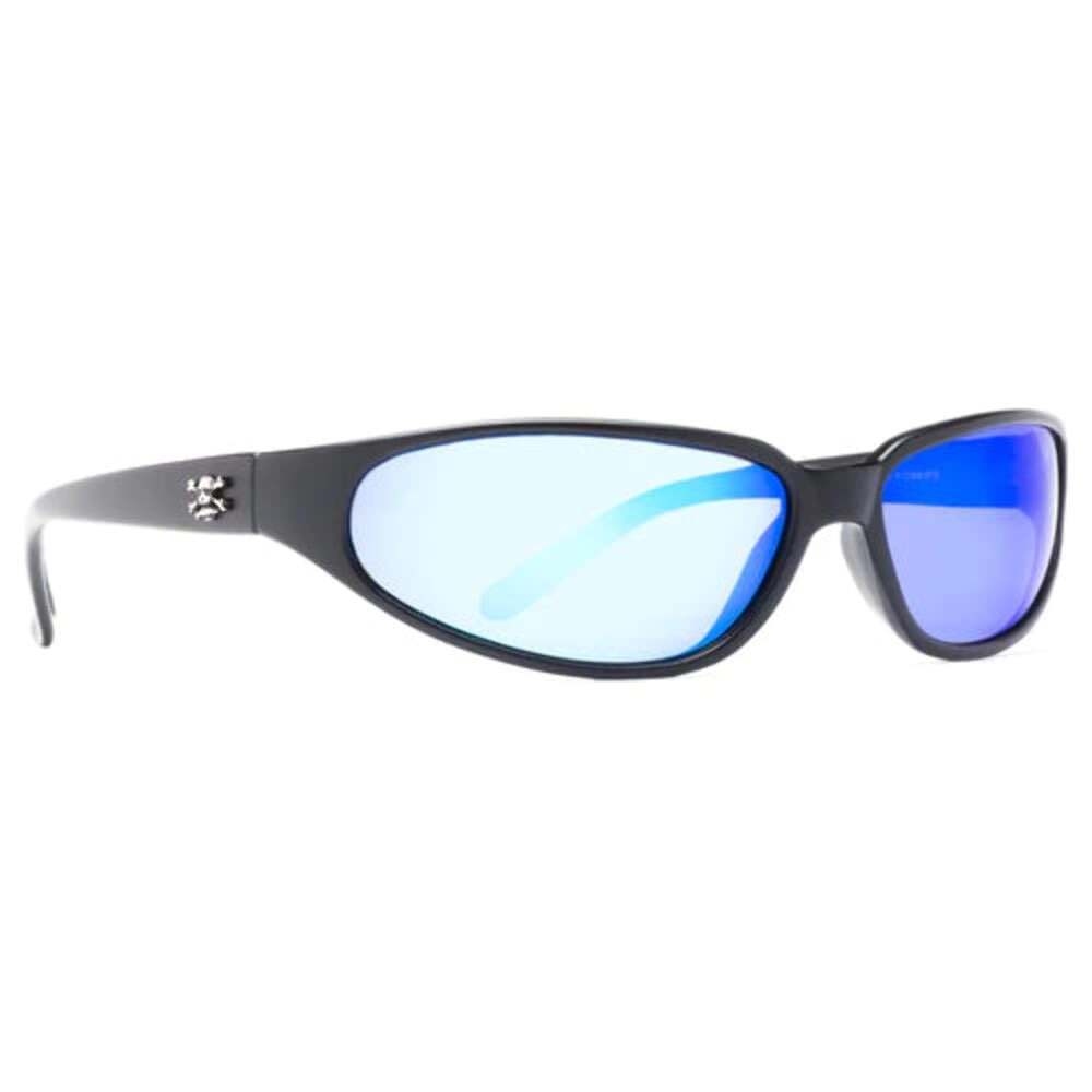 Carolina Sunglasses (Black Frame w/ Blue Mirror Lenses)