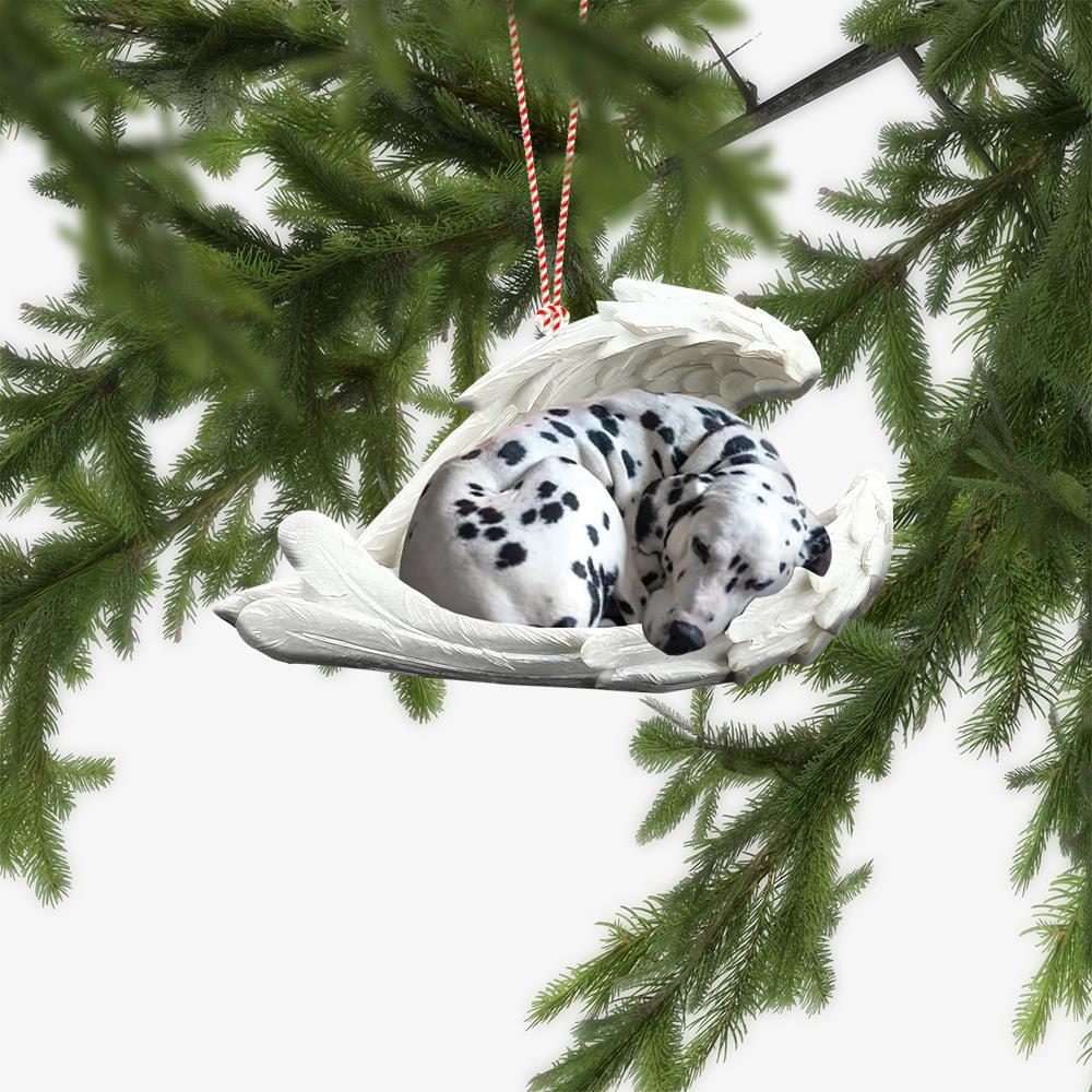 Dalmatian Dog Sleeping Angel Wings Car Ornament  Dog Christmas Ornament Gift