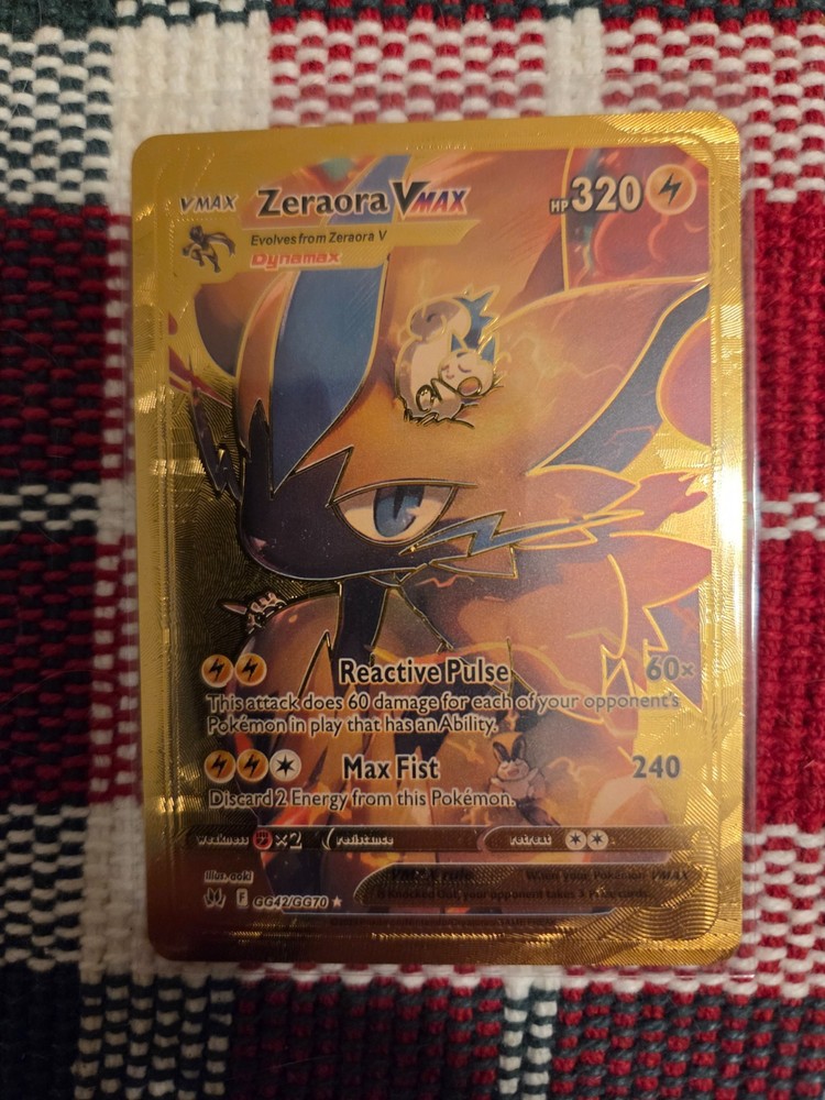 Pokemon Zeraora VMAX  GOLD Foil Fan Art Collector Card  - 320 HP