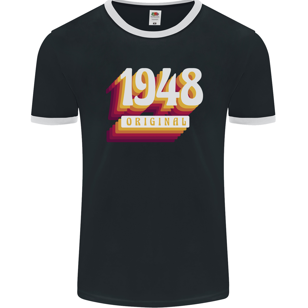 Retro 77th Birthday Original 1948 Mens Ringer T-Shirt FotL