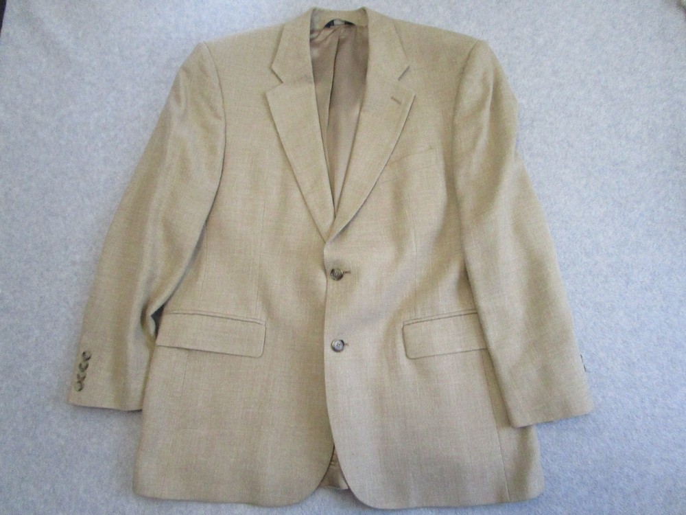 Brooks Brothers Blazer Mens 43 Regular Tan Wool Silk Linen Sport Coat Jacket