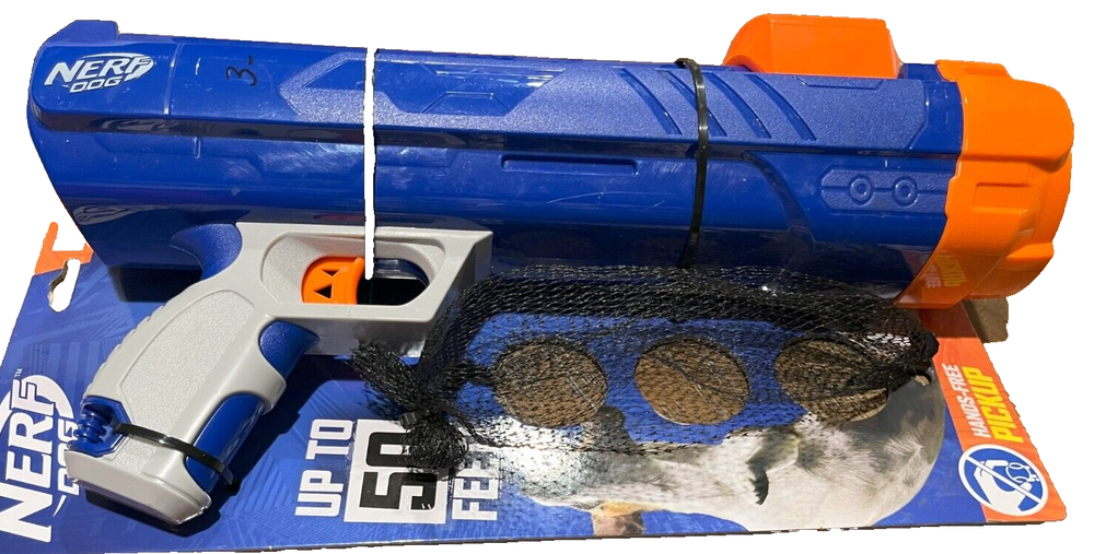 Nerf Dog Ball Blaster Gun Dog Fetch Launcher Toy. Hands Free PickUp New No Balls