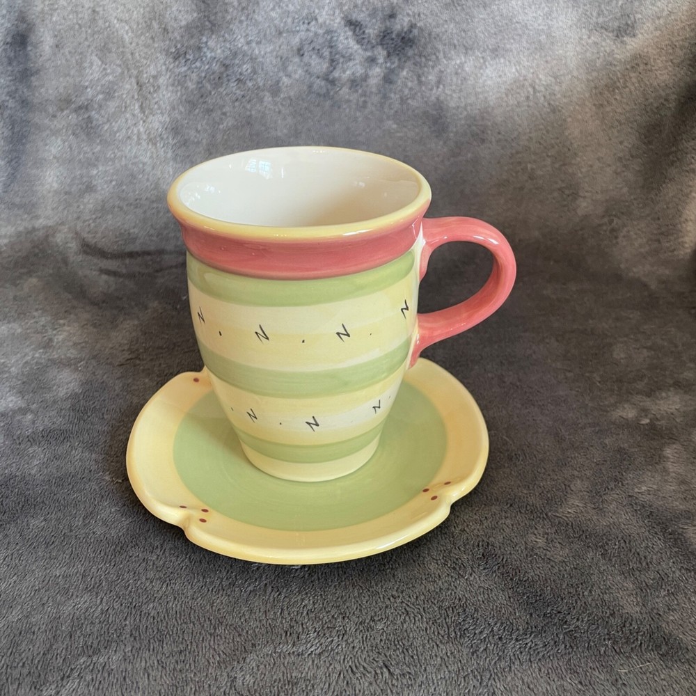 Pfaltzgraff Pistoulet Mug and Saucer Set with Charming Design